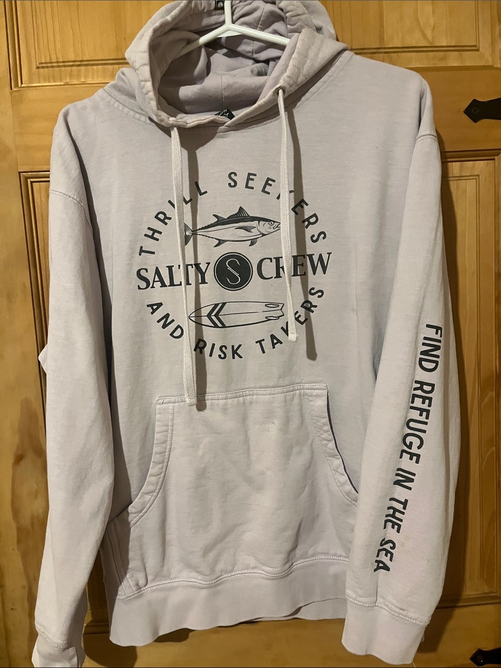 Salty Crew Light Gray Graphic Hoodie with Navy Print